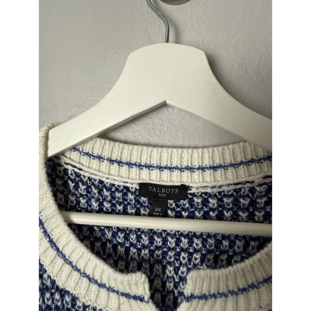 Talbots Plus Size 2x Mixed Texture Fringe Hem Ope… - image 3